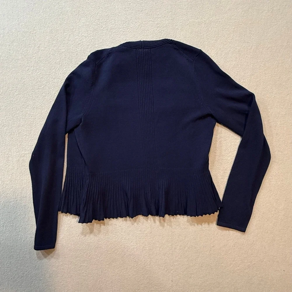 by Anthropologie Navy‎ Peplum Ribbed Open Front Cardigan Sweater Women XS